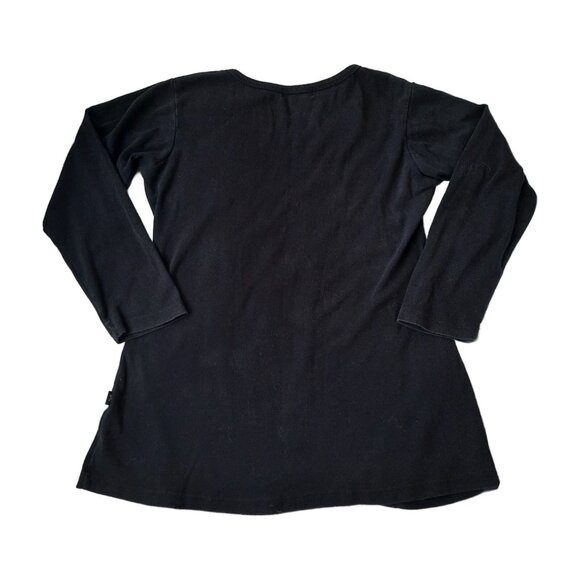 Boho Goth Fairy Top Size M Black Multicolor Embroidered Long Sleeve Hip Length - Picture 2 of 7